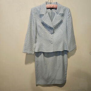 Women's b.bennett Vintage 90s Light Blue Skirt Suit Size 8